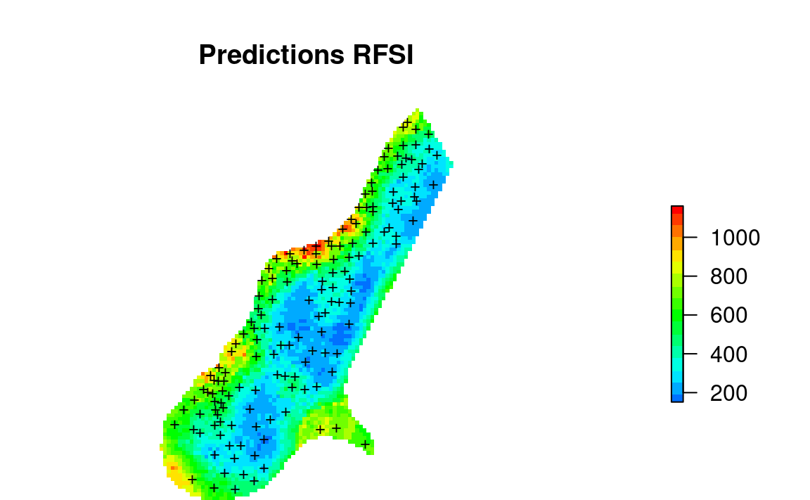 Values of first neighbor for meuse dataset.